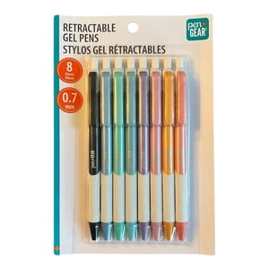 Pen+Gear Retractable Gel Pens, .07mm, Medium Point, Assorted Ink, 8 Count