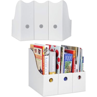 Porte-revues Blanc - (Lot de 2), Porte-Revues en Carton Robuste