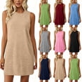 thumbnail image 1 of Sentmoon Cute Summer Dresses Plus Size Boho Dress 2026 Solid Color Sleeveless Crew Neck Stretchy Regular Fit Soft and Comfortable Summer Maxi Dress for Lounge and Relax S-2XL, 1 of 7