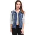 thumbnail image 3 of INSPIRE CHIC Veste en Denim à Capuche à Cordon Superposée pour Femmes avec Poches, 3 of 5
