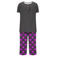 thumbnail image 4 of Timegard Ensembles Lounge pour Femmes Col Rond Manches Courtes Haut Plissé Pantalon Capri à Imprimé avec Poches Tenues de Pyjama Confortables, 4 of 6