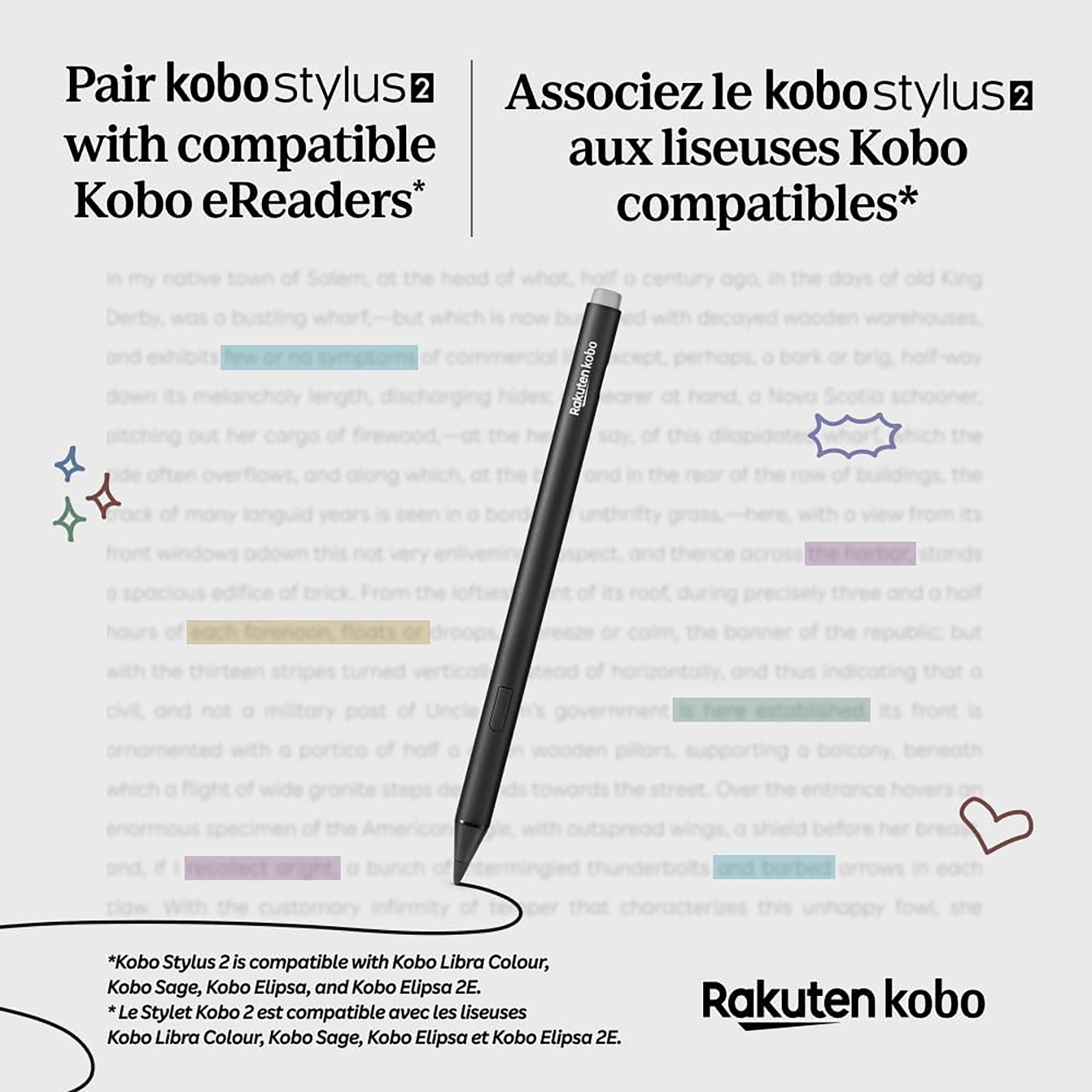 Kobo Stylus 2 for Kobo Libra Colour, Kobo Sage, Kobo Elipsa, and