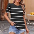thumbnail image 2 of Pisexur Hauts pour Femmes, Hauts de Sortie pour Femmes & T-Shirt à Manches Courtes Col Rond Imprimé, Haut Ample, Hauts de Printemps pour Femmes Noir, G, 2 of 6