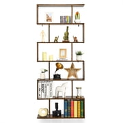 Patiojoy 6-Tier S-Shaped Wooden Bookshelf Storage Bookcase Multifunctional  Display Stand Shelf Coffee