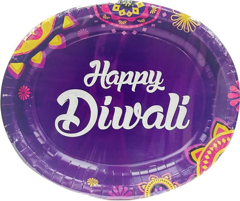 Assiette en carton Diwali, 10" x 12", 8ct