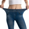 thumbnail image 4 of Penkiiy Women's High Waisted Ripped Skinny Denim Capris with Pockets, Blue, S, 4 of 5