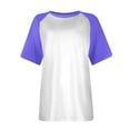 thumbnail image 3 of Womens Summer Raglan T-Shirts Color Block Plus Size Baseball Tees Casual Short Sleeve Loose Pullover Purple, 5XL, 3 of 5