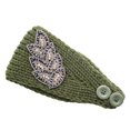thumbnail image 1 of Crochet Headbands Winter Leaves Pattern with Rhinestones Elastic Head Protector Wide Warm Chunky Hair Accessories for Girls Dark Green, 1 of 6
