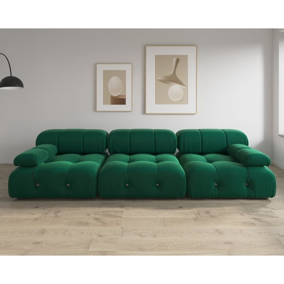 bokifol Canapé Sectionnel Modulaire de 104 Pouces pour Salon, Canapé Nuage Canapé 3 Places pour Appartement, Bureau, Chambre, Vert