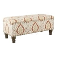 thumbnail image 1 of HomePop Traditional Fabric Large Storage Bench with Nailhead Trim in Cream, 1 of 12