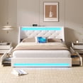 thumbnail image 1 of Greenstell Smart Charging Storage Bed Frame - 900lbs Capacity Noise-Free, Queen, Off White, 1 of 8