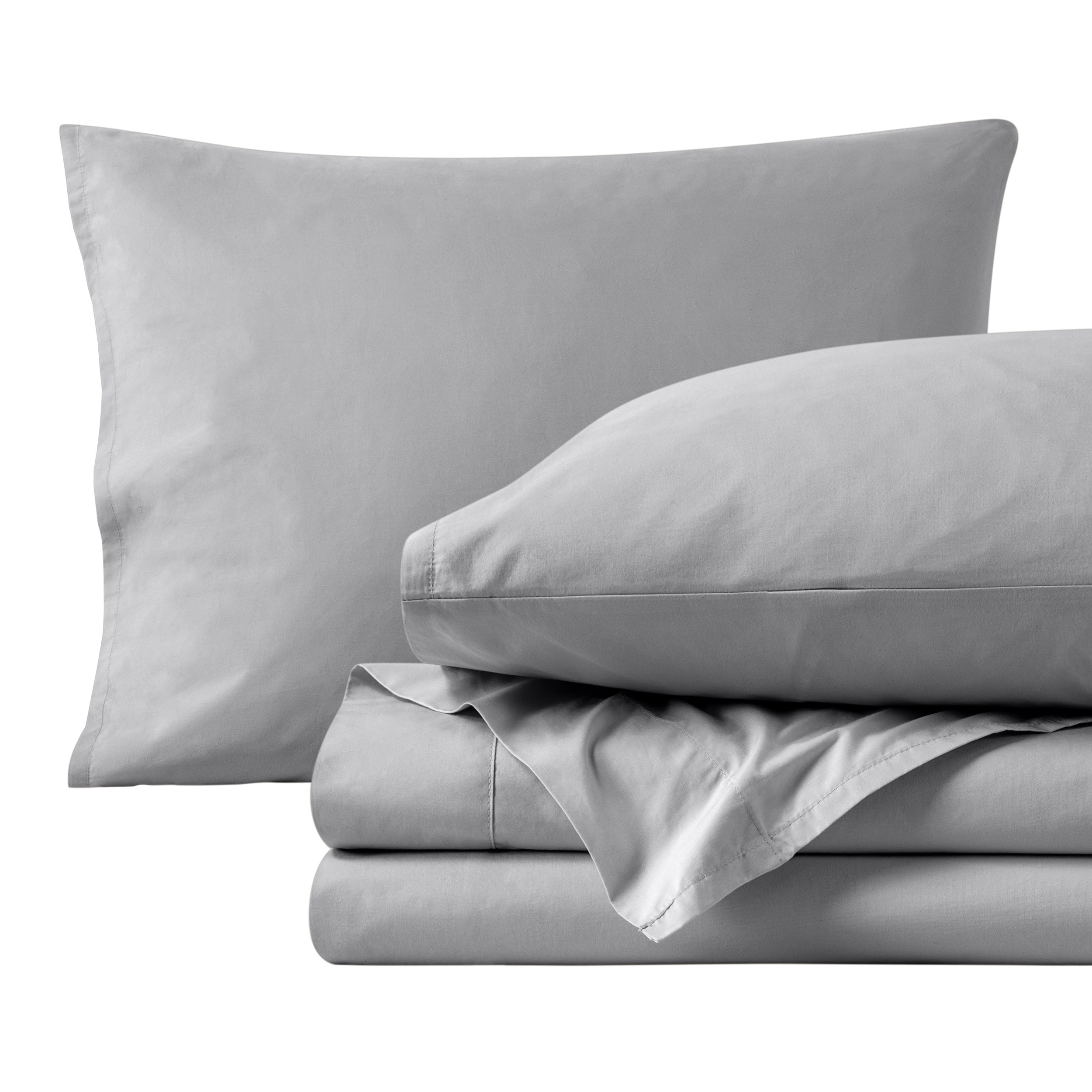 Bare Home Organic Percale Sheet Set - 300 Thread Count - 100% Organic Cotton - California King, Light Gray