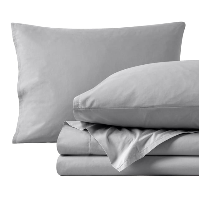 Bare Home Organic Percale Sheet Set - 300 Thread Count - 100% Organic Cotton - Twin XL, Light Gray