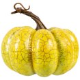 thumbnail image 4 of Northlight Crackle Finish Fall Harvest Pumpkin Decorations - 5" - Green and Gold - Set of 2, 4 of 6