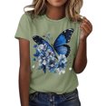 thumbnail image 1 of Hauts d'Été pour Femmes T-Shirt Imprimé à Col Rond Manches Courtes Sport Décontracté T-Shirts Surdimensionnés pour Femmes Vert Menthe L, 1 of 4