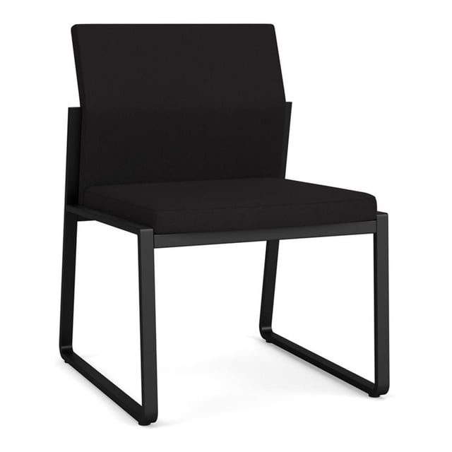 Gansett Reception Waiting Room Armless Guest Chair / Black Steel / Black
