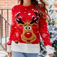 thumbnail image 1 of Dvkptbk Chandail de Noël Décontracté pour Femmes Chandail Col Rond Automne et Hiver Imprimé Élan Manches Longues, 1 of 6