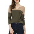 thumbnail image 1 of Unique Bargains T-Shirt Décontracté à Manches Longues et Col en V Fendu pour Femmes, 1 of 7