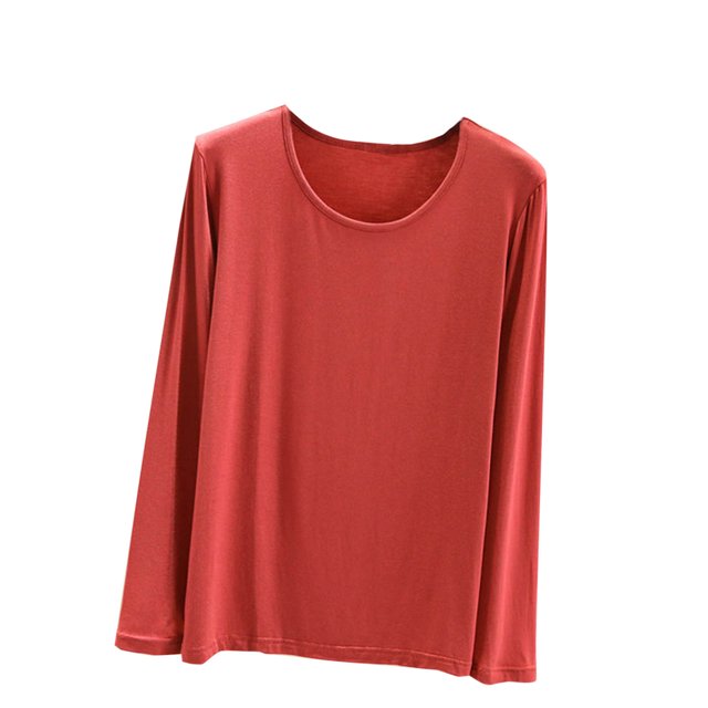 MeetoTime T-Shirts à Col Rond à Manches Longues pour Femmes Camisoles Confortables T-Shirts Doux de Couleur Unie sous-Vêtements