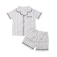 thumbnail image 1 of EYIIYE 2 Pcs Pyjama d'Été pour Tout-Petits Enfants, Haut à Manches Courtes à Boutons + Shorts, 1 of 7