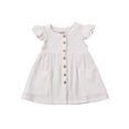 thumbnail image 1 of Gupgi Girls  Fly Sleeve Dress Solid Color Round Collar Single-breasted Dresses, 1 of 9