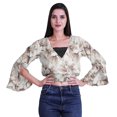 thumbnail image 4 of Moomaya Printed Womens Crop Top Wrap Style Top Wear Ruffle Long Sleeve Casual Summer Blouse, 4 of 5
