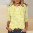 thumbnail image 2 of HKEJIAOI 3/4 Chemises Manches pour Femmes Col Rond Imprimé Floral Blouse d'Été M, 2 of 5