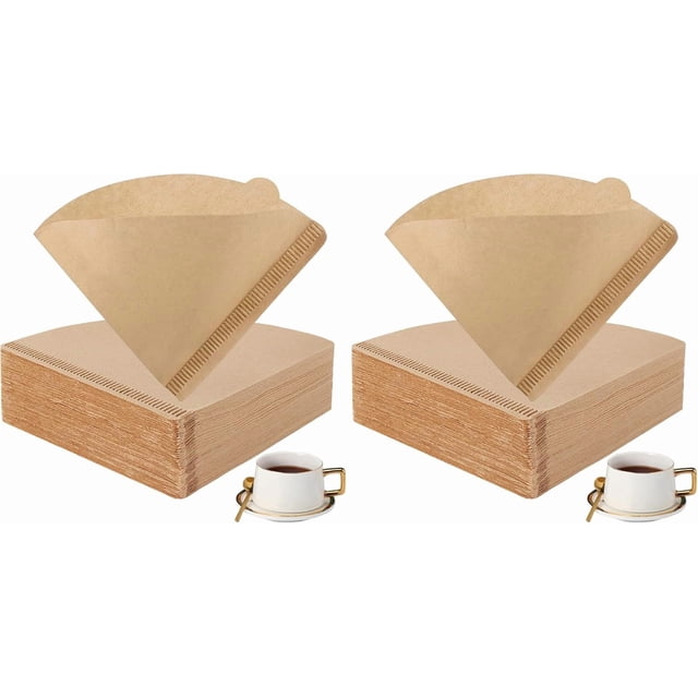 Size 02 Cone Coffee Filters, Set of 200, Disposable Paper Coffee Filters, Size 02 Natural Paper Filters for Pour Over Coffee Dripper and Coffee Maker (Natural Brown) (Pack of 2)
