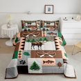 thumbnail image 2 of Ensemble de Douillette Moose Lodge, Ensemble de Literie Aventure Rustique Ferme Bateau Achigan pour Chambre d'Enfants Ados, Ensemble de Courtepointe Patchwork Rétro Carreaux Rayures Brun Gris 2 Pcs avec 1 Taie d'Oreiller, Tout-Petit, 2 of 6