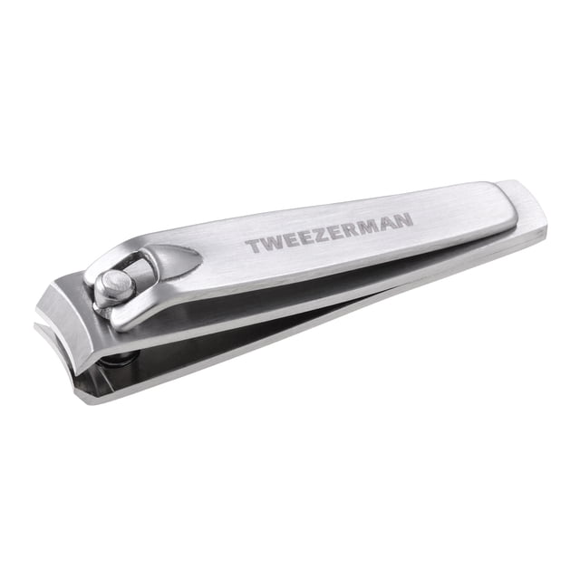 Tweezerman Stainless Steel Fingernail Clipper curved blade stainless steel clipper with sharp cutting edges for precise, even trims. Compact metal design for everyday manicure maintenance; often used to trim hangnails or shape press-on nails.
