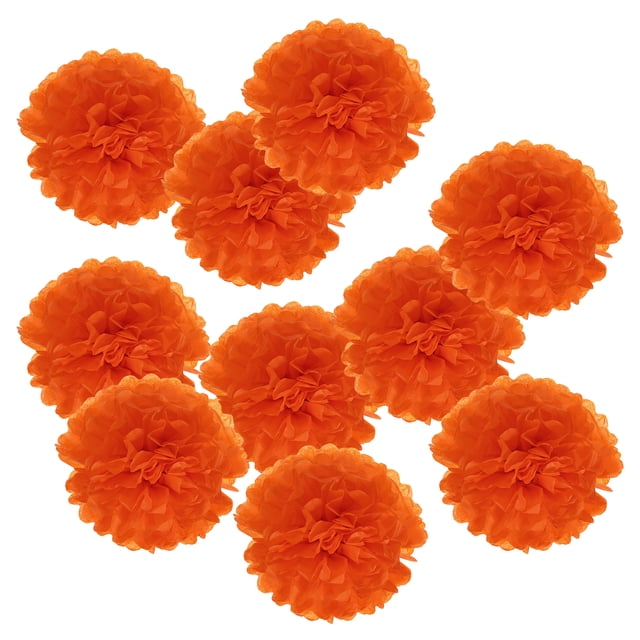 Unique Bargains 6' Tissue Pom Poms Paper Flowers Ball Wedding Party Decoration, Orange Red 10 Pack