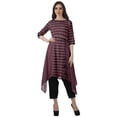 thumbnail image 1 of Moomaya Printed Kurti Kurta Pant Set Boat Neck WoMen's Asymmetric Ethnic Wear, 1 of 6