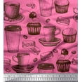 thumbnail image 1 of Soimoi polyester Crepe Fabric Burger,Cupcake & Cups Print Fabric by the Yard 52 Inch Wide, 1 of 3