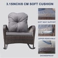 thumbnail image 4 of Set of 2 Rattan Rocking Chair, Wicker Padded Rocking Chair with Soft Washable Cushion, Weatherproof PE Rattan, Patio Recliner, Weight Capacity 160KG/352lbs - Gray, 4 of 6