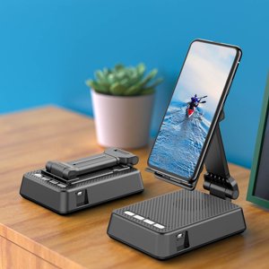 ZZkhGO Support de téléphone pliable avec haut-parleur, support de bureau Bluetooth sans fil, support réglable portable pour appareils mobiles