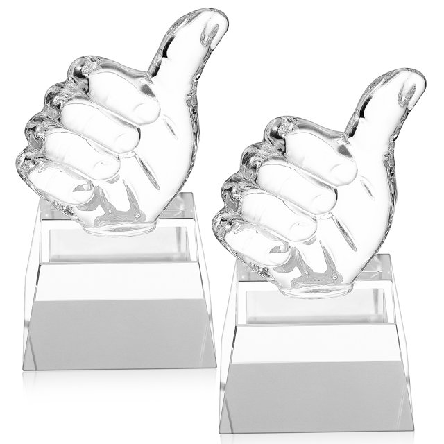 Shisuyan 2pcs Award Trophy Desk Crystal Trophy Decors Winner Finger Trophy Award Decorative Crystal Trophy Model