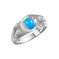 thumbnail image 3 of RYLOS Men's Rings Sterling Silver Rings Classic Designer Style 8X6MM Oval Gemstone & Diamond Ring Turquoise December Birthstone Rings For Men Size 13, 3 of 7