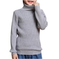thumbnail image 1 of MeetoTime Kids High Neck Knitted Sweater Solid Color Fall Winter Long Sleeved Base Shirt for Girls, 1 of 3