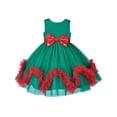 thumbnail image 1 of Robe Fille Noël Vacances Ourlet Ondulé Vert Fête du Nouvel An 7 Ans, 1 of 7