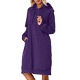 thumbnail image 2 of Longs Chandails à Capuchon pour Femmes 2025 Manches Longues Ourlet Fendu Robe à Capuchon Unie avec Poches Chandail à Capuchon pour Femmes, 2 of 7