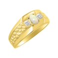 thumbnail image 4 of RYLOS Men's Rings 14K Yellow Gold Classic Nugget 6X4MM Oval Gemstone & Diamond Ring Opal October Birthstone Rings Size 13, 4 of 7