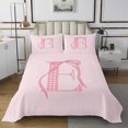 thumbnail image 1 of Erosebridal Princess Bow Coverlet Set Queen, Pink Buffalo Bedding Set, Initial E Letter Decor 3-Piece, 1 of 5