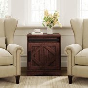 WAMPAT Wood Bedside Table, End Table, Side Table with Drawer and Cabinet, Pedestal Nightstand for Bedroom, Living Room, Rustic Brown