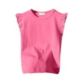 thumbnail image 1 of LUOGENLI T Shirt for Girls Girls Ruffle Sleeve T Shirt Solid Color Vest Girls Basic Short Sleeve Maxi Tops Set Ruffle 7-8Years, 1 of 3