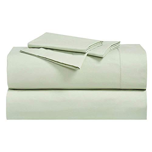 Abripedic Crispy Percale Pillowcases, 300-Thread-Count, 2PC Solid Pillow Cases Set, 100% Cotton, Standard, Celery