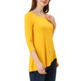 thumbnail image 4 of INSPIRE CHIC Hauts pour Femmes Col Rond Manches 3/4 Décor Boutons Ourlet Irrégulier Blouse Style Décontracté TP Jaune, 4 of 7
