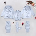 thumbnail image 2 of Christmas Family Pajamas Matching Sets Solid Color Silk Pajamas for Family Button Down Christmas Parent Child Pajamas Set Christmas Family Gifts Silver Pajamas for Mom Pajamas, 2 of 5