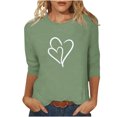 thumbnail image 1 of Plebaso Hauts Cœur pour Femmes Manches 3/4 Col Rond T-Shirts Décontractés Imprimé Chandail Femmes 2025 Tee Blouses, 1 of 4