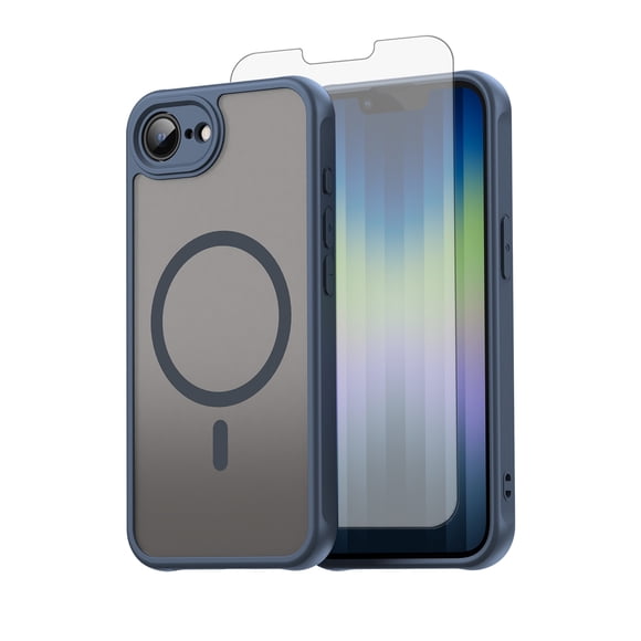 Asuwish Compatible with iPhone 16e/SE 2025/SE 4 Magnetic Phone Case Translucent Matte Anti-fingerprint Back Military Grade DropProof Shockproof Protective Cover for iPhone16e i16e SE4 Women Men Blue