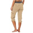thumbnail image 3 of Cameland Pantalon Cargo de Randonnée pour Femmes en Coton, Taille Élastique, Pantacourt d'Extérieur à Bas Resserré, Pantalon de Sport avec Poches, 3 of 6